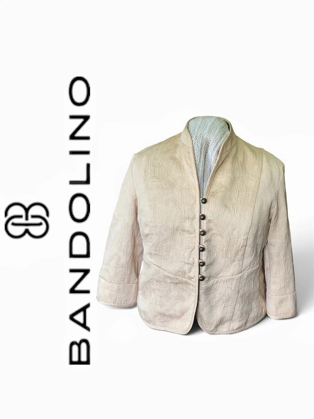 Bandolino Champagne Damask Jacquard Button Front Jacket